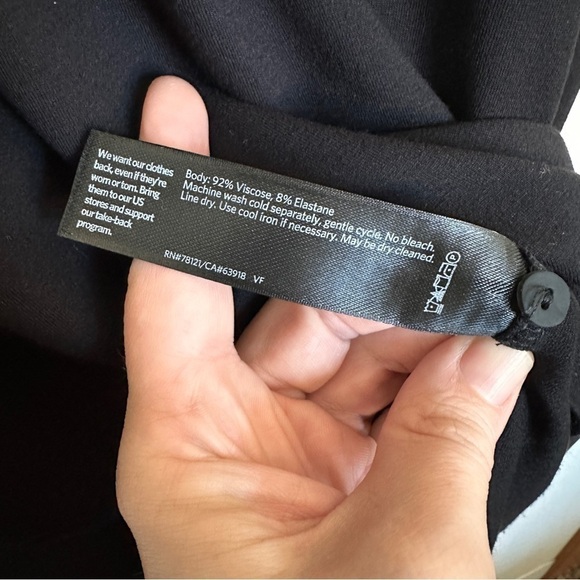 Eileen Fisher Fine Jersey Mandarin Collar Dress in Black PL - Picture 5 of 7